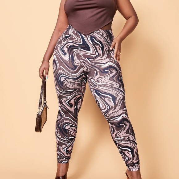 High Waist Marble Print Leggings - Picture 1 of 3